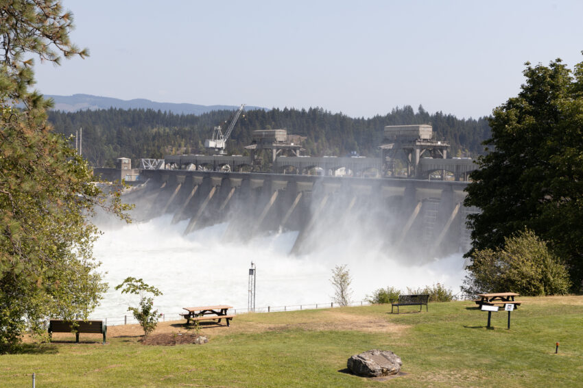 Bonneville Dam on the Columbia River in Oregon. columbia river gorge