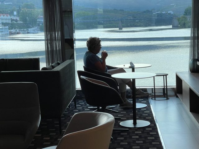 Morning coffee on the Scenic Azure in Portugal.