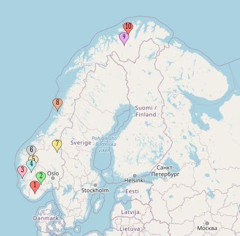 UNESCO Norway sites map