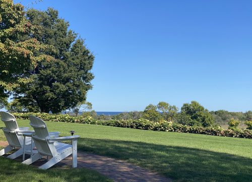 The view from the comfortable Adirondack chairs at the Inn at Castle Hill, Ipswich MA.