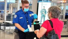 TSA agent not properly wearing a mask