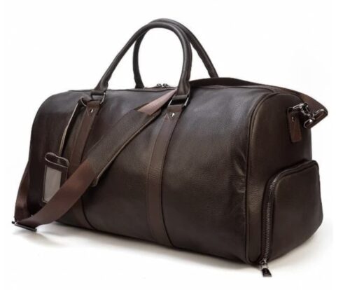 Leather weekender bag