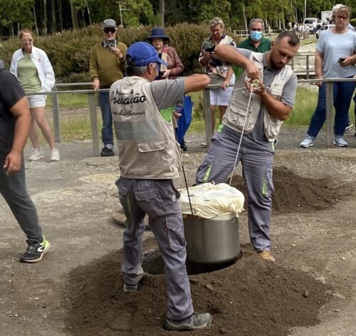 What a way to cook lunch! Local restaurants bury big pots of a hearty stew in the Furnas Lagoon caldera area, where usually one can witness the removal of Cozido das Furnas, before enjoying the stew for lunch in their restaurants. Volcanic steam heats and cooks the food to perfection.