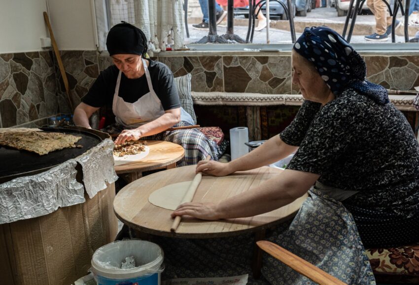 Tantuni, a popular street food in Turkey, starts with the tedious work of rolling out dough, adding a meat or vegetable filling, then grilling.
