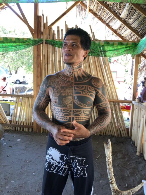 A heavily tattooed Marquesan man. The practice, now common, was once frowned upon by the Catholic Church. (Photo: Rosemary Westermeyer)