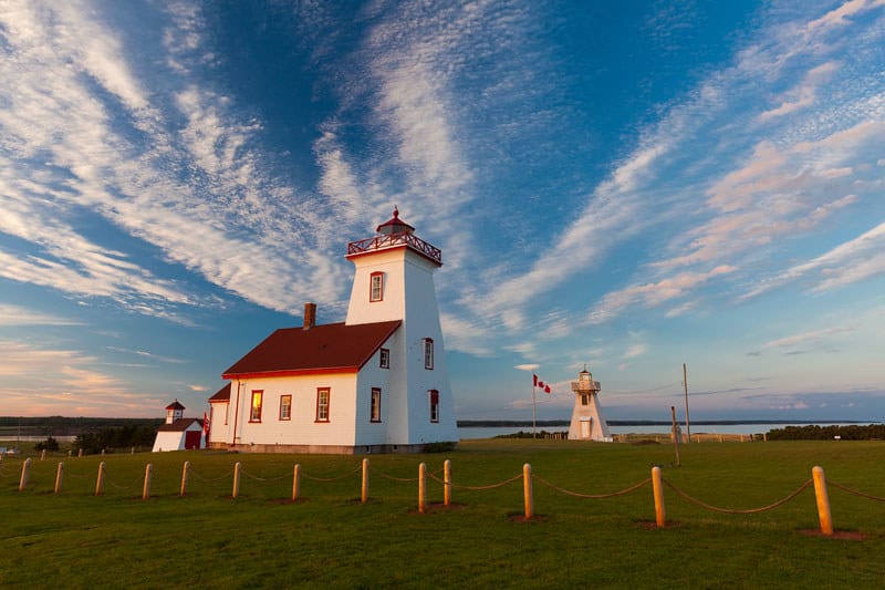 The Wood Islands Lighthouse is a historic lighthouse built by Joseph Tomlinson III situated on the southeastern shore of Prince Edward Island, 