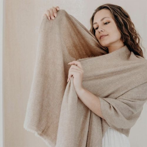 Valentine's Day Gift Idea: beige handloom cashmere scarf