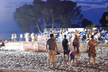 Beach volleyball in Crkveniza at night