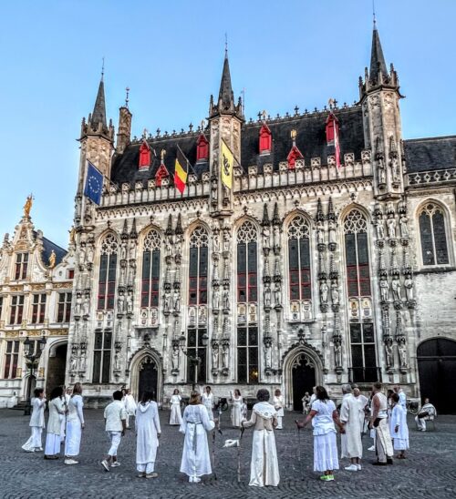 Druids performing a dance in Bruges