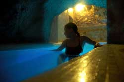 Inside the thermal cave swimming pool, where the water is like a warm bath. photo by Alberto Paredes