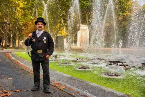 Chimney sweep in a local park.