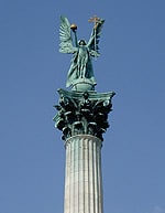 Statue in Heroes' Square, Budapest. photo by Max Hartshorne.