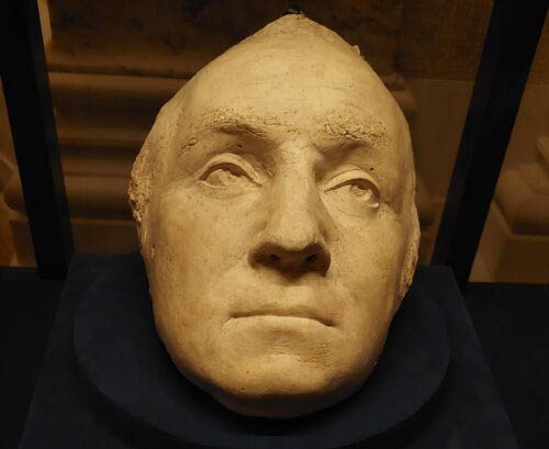 The 1785 life mask of then General George Washington cast and later used by Jean-Antoine Houdon to sculpt the statue of the founding father still standing in the Virginia State Capitol.