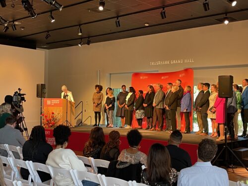 Artists and patrons line up at a recent opening at the Mississippi Museum of Art in Jackson.