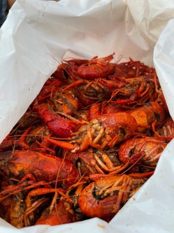 crawfish at midtown Depot Crawfish boiled up by John Peterson of Crawfish2Geaux in Jackson at the Midtown Depot.