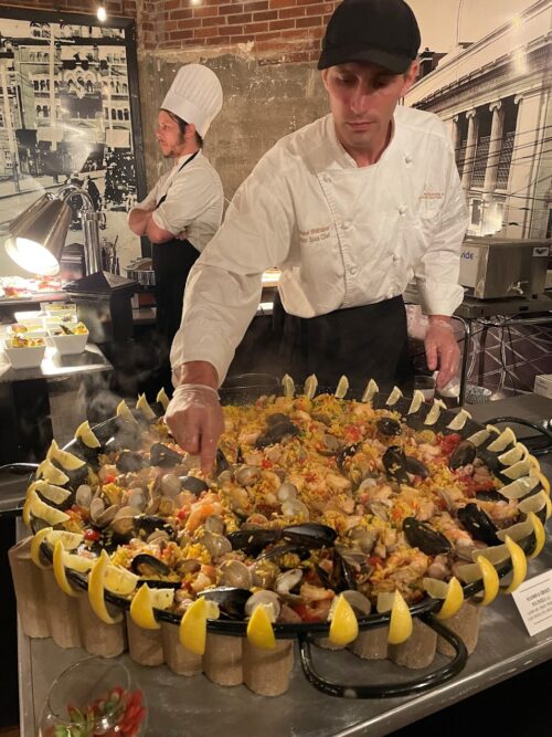 Putting the finishing touches on a dish at the Hotel Roanoke, which has a conference center and is connected to downtown by a short covered walkway.