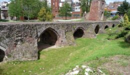 Remains of the medieval Exe Bridge, built around 1200. Aaron Bihari photo.