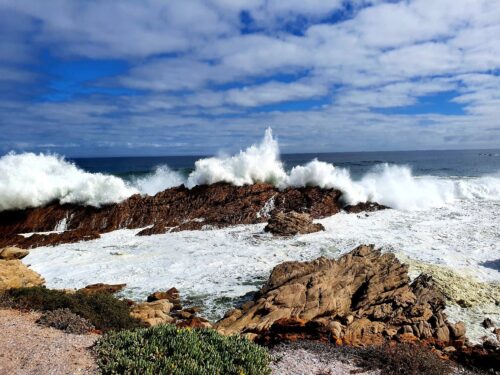 Quaint West Coast Fishing Villages of South Africa 9 I parked up at Strandfontein beach, bathing in the spray of massive waves crashing onto the boulders. The vista is gentle: to my left, there’s an angler balancing on a rock, at twelve o’clock a couple of kids collecting muscles in rock pools.