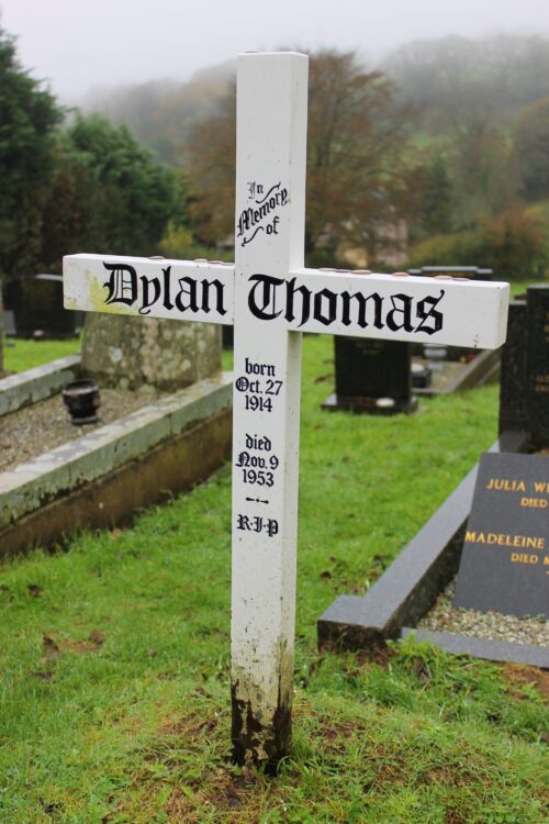 Dylan Thomas Cross: A simple wooden cross marks where Dylan Thomas is buried at St. Martin's Church.