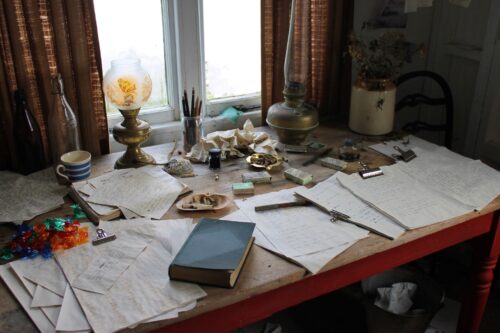 Writing Shed Desk: A reconstruction of Thomas' work desk in the Writing Shed.