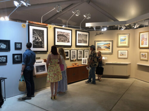 The art gallery outside of the outdoor Pageant of the Masters venue is full of local painter's works.