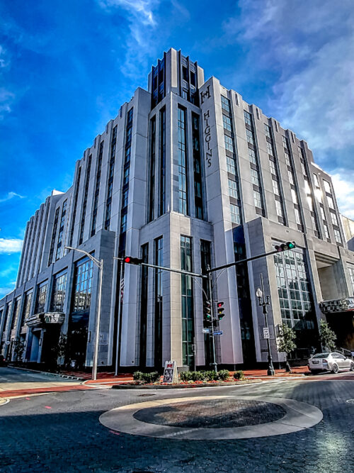 WWII Museum's official hotel is The Higgins Hotel, a Hilton Curio that charms with 1940s style curated and custom made decor and furnishings.