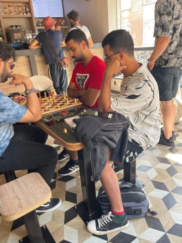 Chess match in a coffee shop in Amsterdam. Chess match in a coffee shop in Amsterdam.