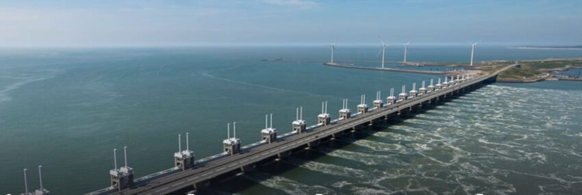 One of the largest of the many gates and dikes built as part of the Delta Works in Zeeland.