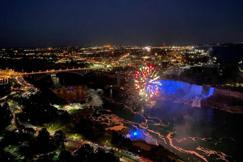Fireworks display by the American Falls from the Skylon Tower