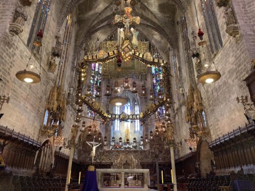 Inside the cathedral La Seu in Palma de Mallorca.