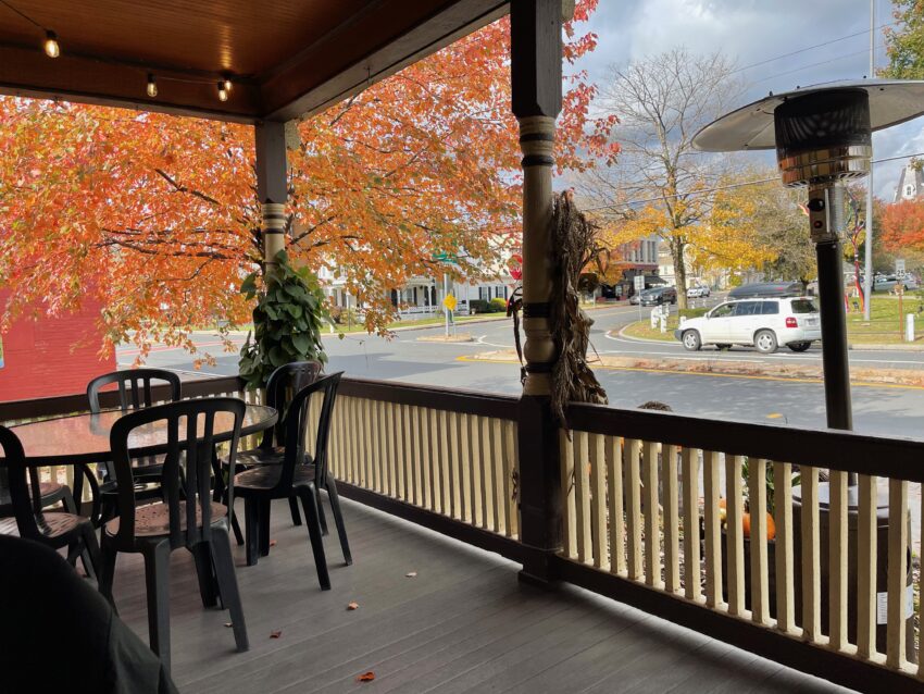 Fall foliage at a restaurant in Lee, Massachusetts.