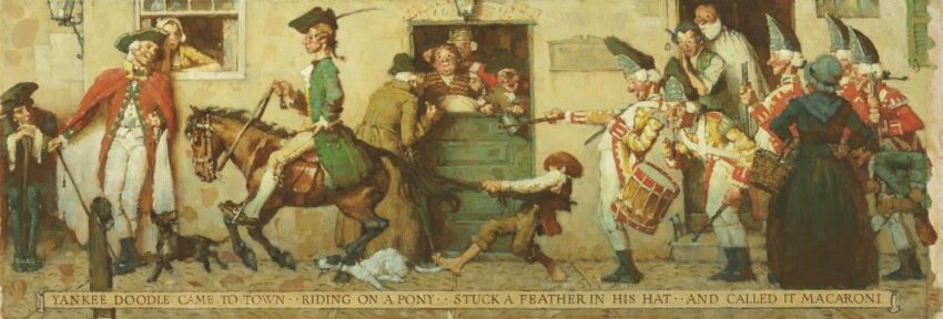 The famous Yankee Doodle mural painted by Norman Rockwell at the Nassau Inn in Princeton.