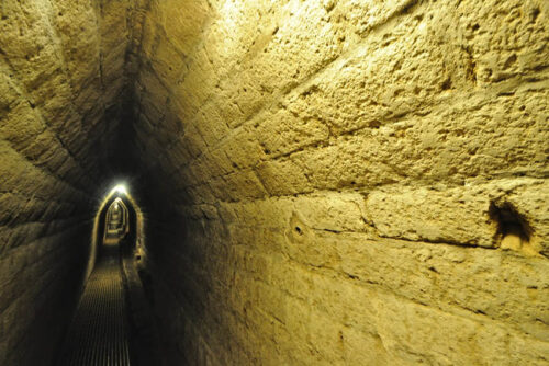Inside the Great Pyramid of Cholula.