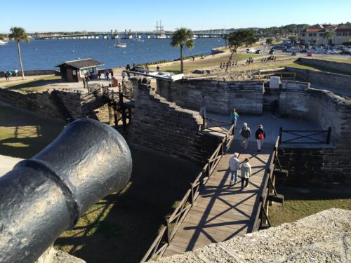 the Castillo de San Marcos was built of coquina, a local soft stone that absorbed cannonballs and was able to withstand a British siege.
