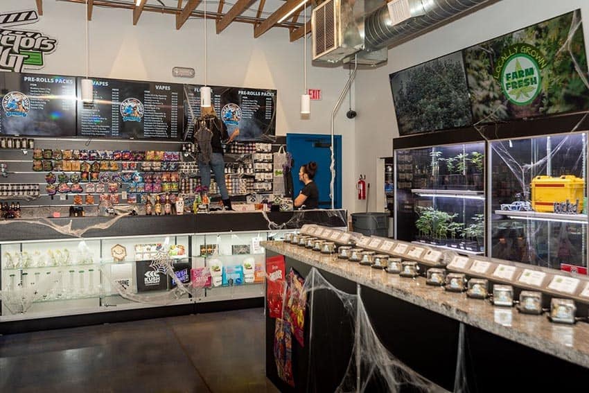 Kush on 66 Complex, this is the space where you buy your cannabis, then next door you can join your friends to enjoy your purchase. Photo by Kathy Condon