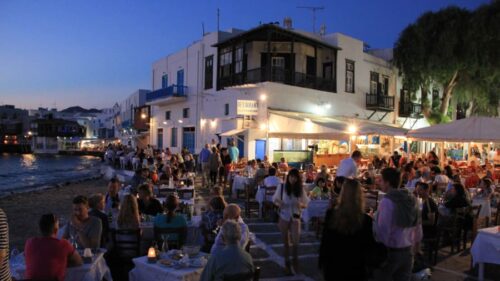 Mykonos at night.