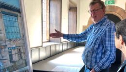 Peter Trowles describing Mackintosh drawings in Glasgow.