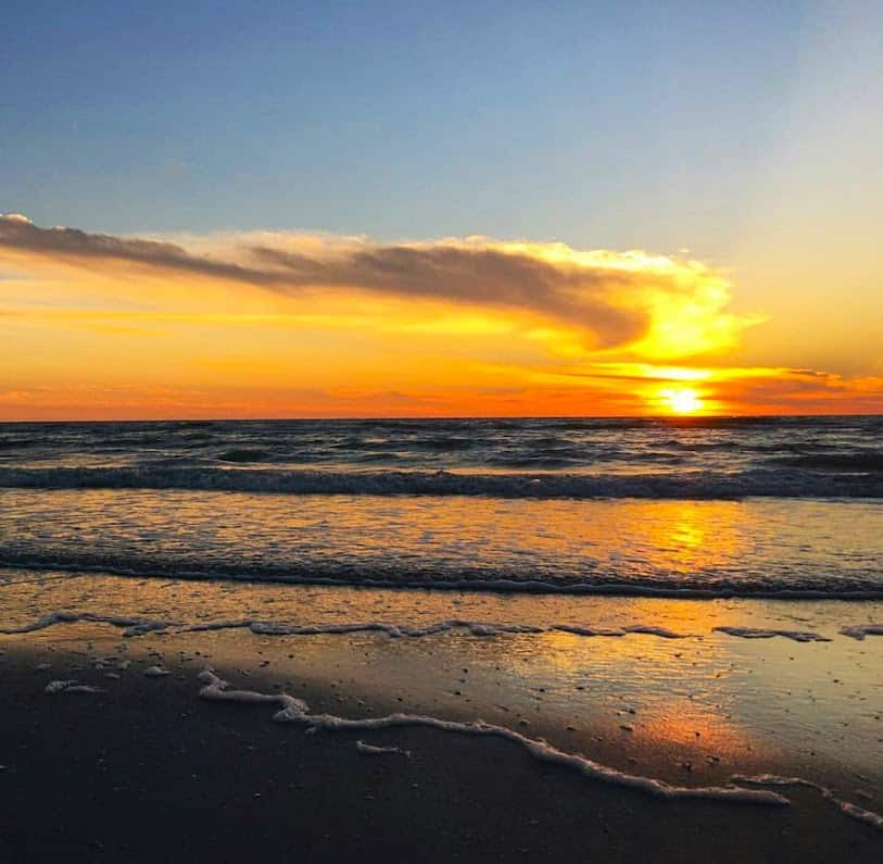 Sunset at Rumfish Beach Resort in St.Petersburg- photo by Debra Evans