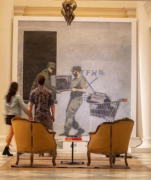 Banksy's artwork at International House - photo courtesy of Neil Alexander