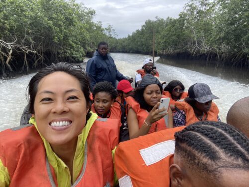 Our motorboat sped through the mangrove forests which line both sides of the river.