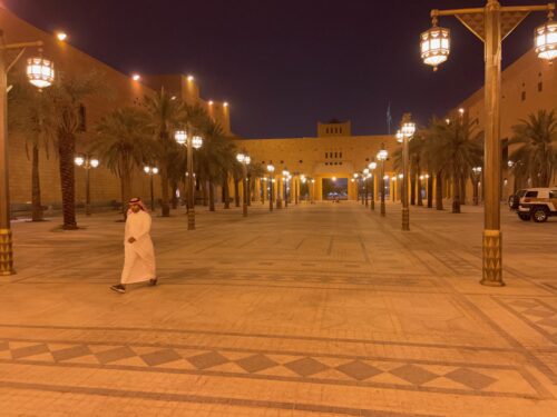 Riyadh at night near the fortress.