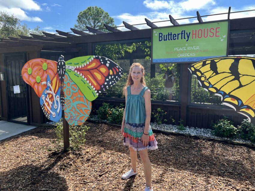 Artist Laura Pommier created a lovely spot for butterfly selfies at the Peace River Botanical and Sculpture Gardens 