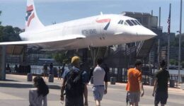 The Concorde aircraft G-BOAD on display at the Intrepid Sea, Air and Space Museum.