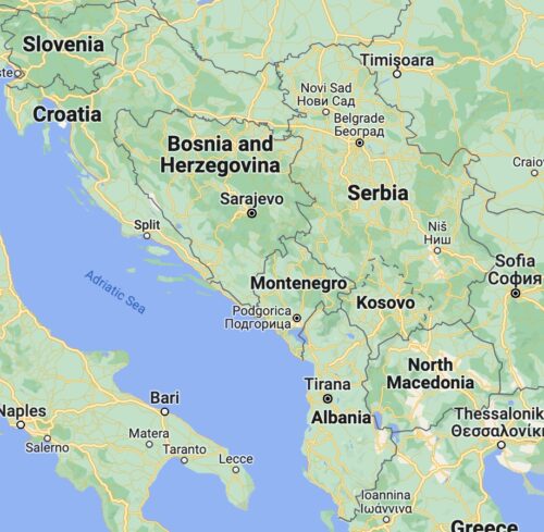 Map of Montenegro, right below Bosnia and Herzegovina.
