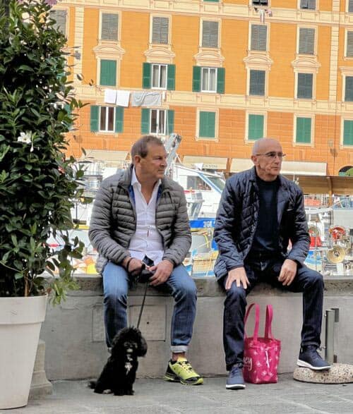 Camogli - Harbor front in the main piazza. Relax at a cafe, or take a seat on the wall and soak in Camogli's ambiance.