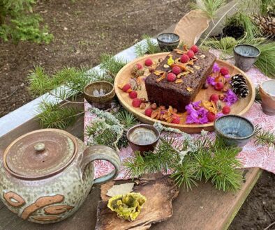 The forest bathing walk ends with Veronika's popular banana bread served during forest tea time. (Photo by Shinrin-Yoku United)