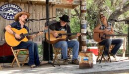 James Sharp, Peter Tory and Shawn Bryan perform on the outdoor stage.