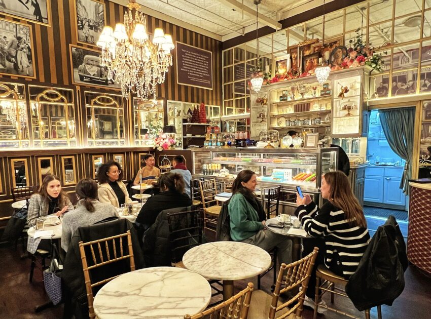 Having tea at MarieBelle in NYC.
