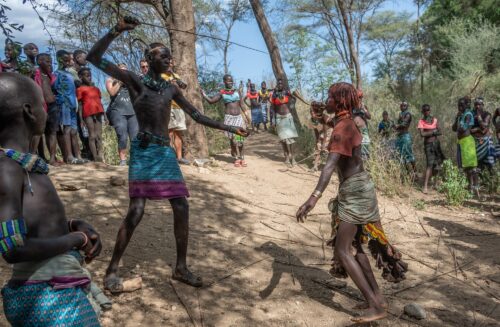 Prior to bull-jumping, the women of the Hamar tribe beg to be whipped as a way to show their support and affection for the bull-jumper.