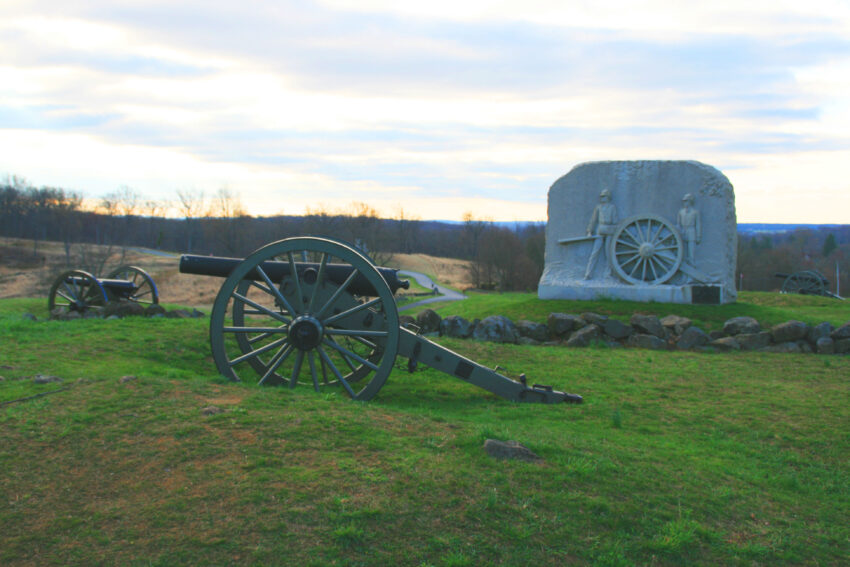 Early morning on East Cemetery Hill-Rickett's Pennsylvania Battery.